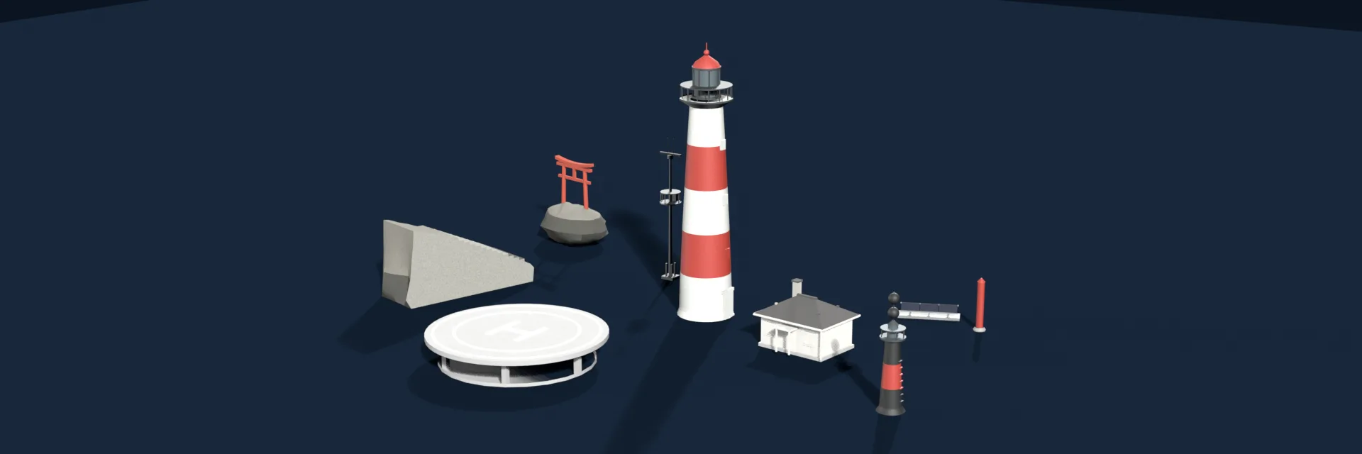 Islands and Offshore Marks Pack — Islands, a lighthouse and the marks that stand offshore, all sharing one waterline.